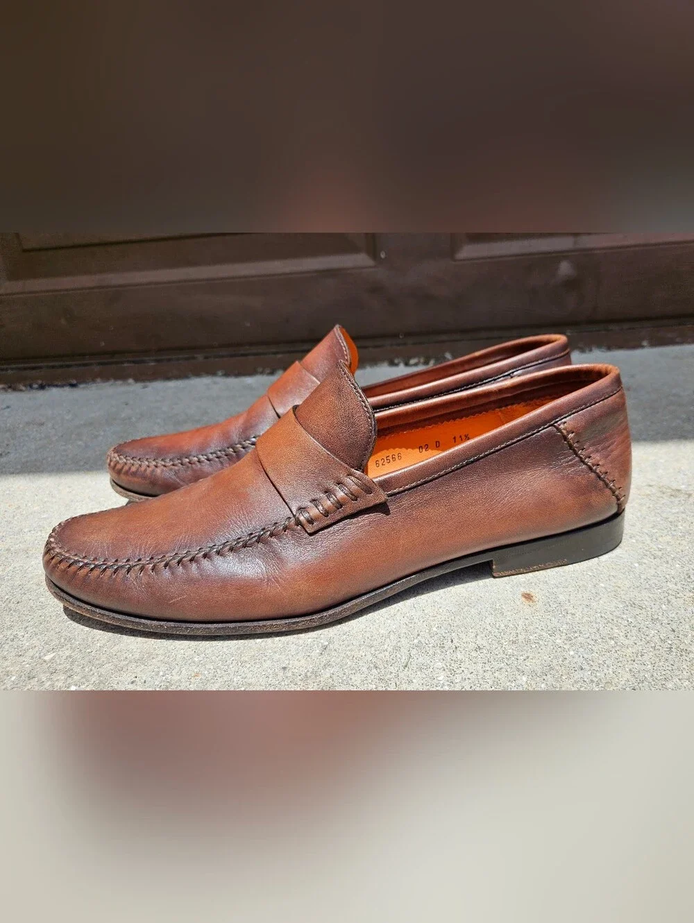 Santoni Mens Paine Plain Strap Loafer 62566 02 Brown Size 11.5 D Made in Italy